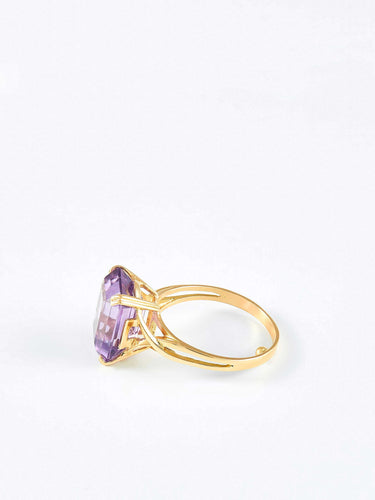 Bague 57 Bague Cocktail or jaune et améthyste 58 Facettes 958