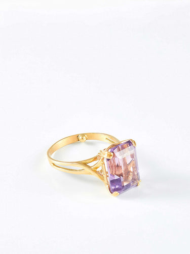 Bague 57 Bague Cocktail or jaune et améthyste 58 Facettes 958