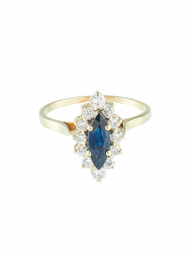 Bague 58 Bague Marquise or gris, saphir et diamants 58 Facettes 921