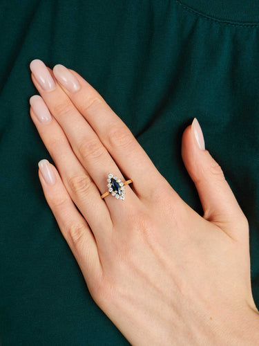 Bague 58 Bague Marquise or gris, saphir et diamants 58 Facettes 921