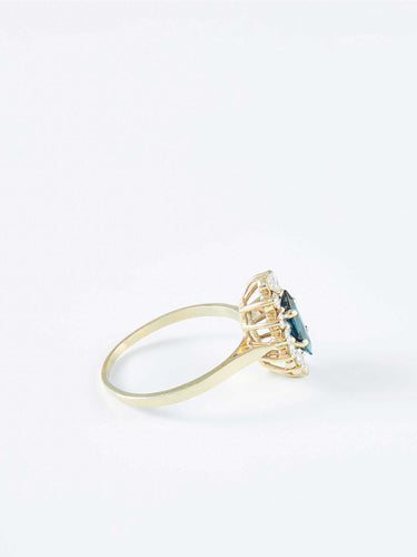 Bague 58 Bague Marquise or gris, saphir et diamants 58 Facettes 921
