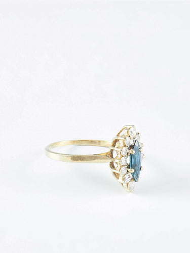 Bague 58 Bague Marquise or gris, saphir et diamants 58 Facettes 921