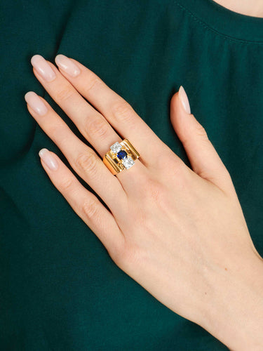 Bague Bague Tank Saphir et Diamants 58 Facettes 551