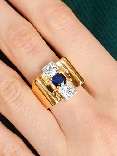 Bague Bague Tank Saphir et Diamants 58 Facettes 551