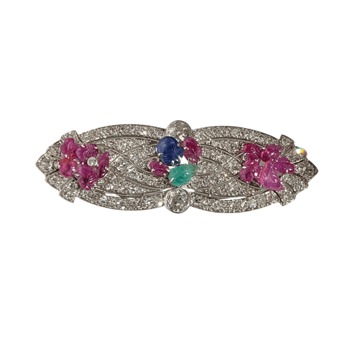 Broche Broche art déco platine diamants tutti frutti 58 Facettes