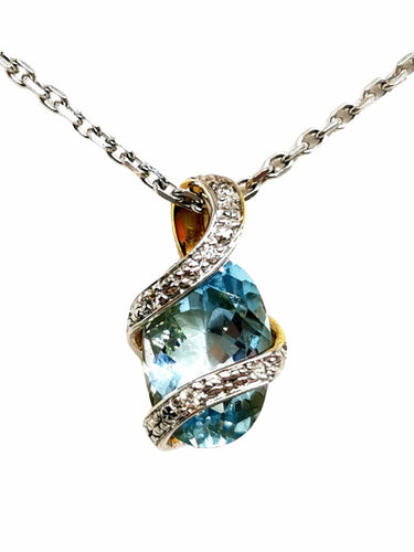 Collier Collier Chaîne + pendentif Or blanc Topaze 58 Facettes 1141225CD