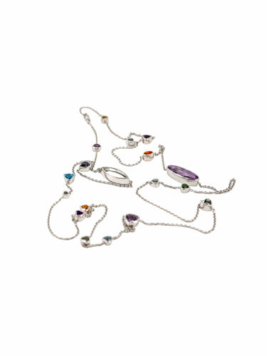 Collier Collier Sautoir Or blanc Saphir 58 Facettes 00017GD