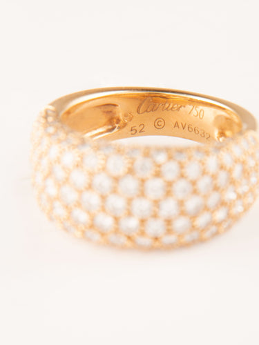 Bague Cartier - bague jonc or jaune et pavage diamants 58 Facettes