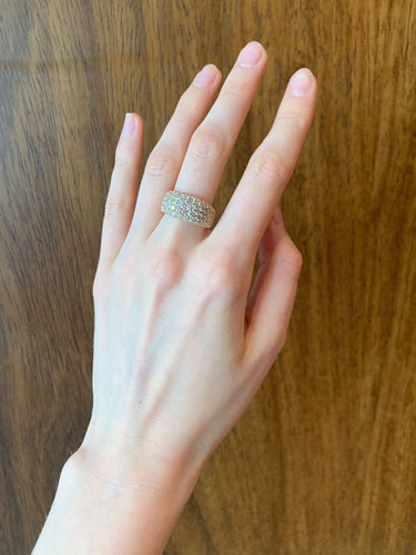 Bague Cartier - bague jonc or jaune et pavage diamants 58 Facettes