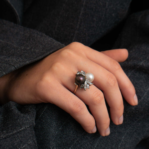 Bague 51 Bague Toi & Moi Perles Diamants 58 Facettes DV0166-1