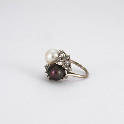 Bague 51 Bague Toi & Moi Perles Diamants 58 Facettes DV0166-1