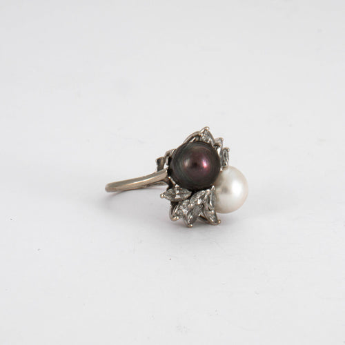 Bague 51 Bague Toi & Moi Perles Diamants 58 Facettes DV0166-1