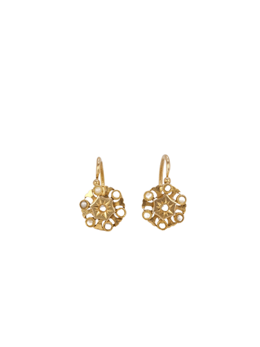 Boucles d'oreilles Dormeuses Napoléon III Or jaune Perles fines 58 Facettes J270