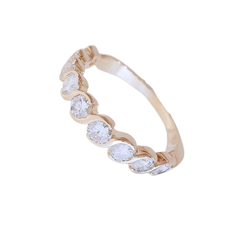 Bague 58.5 Demi-Alliance Diamants 0,90 ct Or Jaune 58 Facettes AA 1517