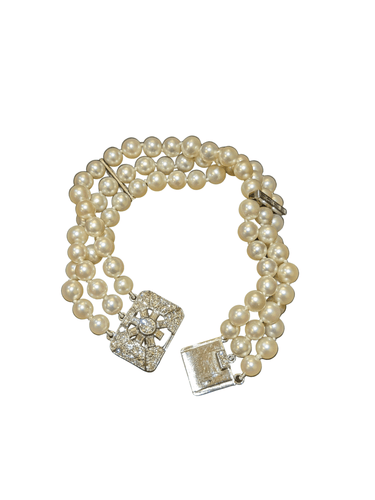 Bracelet Bracelet Art Déco en perles et fermoir diamants 58 Facettes