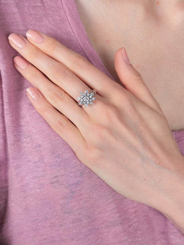 Bague Bague Fleur Diamants, Vers 1950 58 Facettes