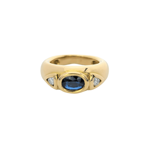Bague Bague Jonc Or jaune Diamants Saphir 58 Facettes 27201
