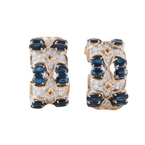 Boucles d'oreilles Repossi - Clips d'oreilles Saphirs Diamants 58 Facettes