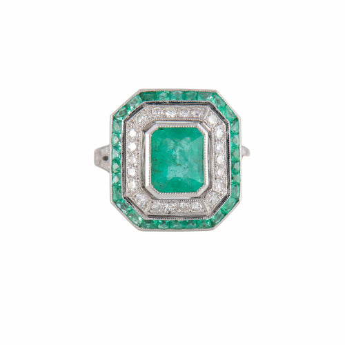 Bague 54 Bague Style Art Déco Emeraudes Diamants 58 Facettes 1