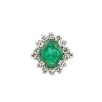 Bague Bague marguerite émeraude et diamants 58 Facettes 617