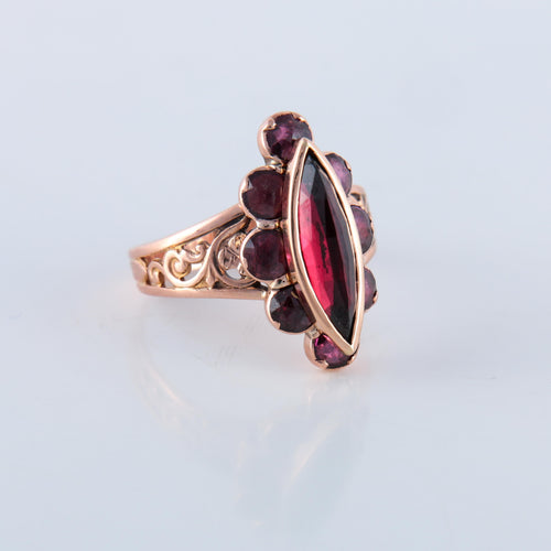 Bague 58 Bague Marquise grenats de Perpignan, fin XIXème 58 Facettes
