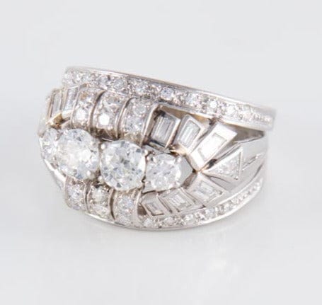 Bague 53 Bague Dôme platine Diamants 58 Facettes
