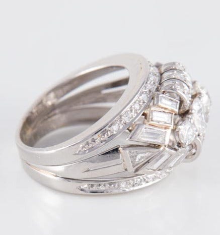 Bague 53 Bague Dôme platine Diamants 58 Facettes