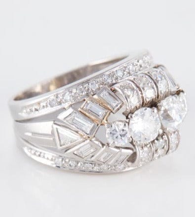 Bague 53 Bague Dôme platine Diamants 58 Facettes