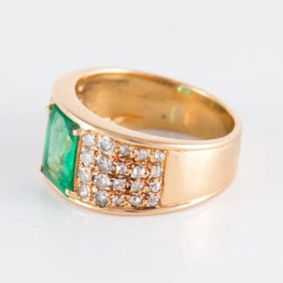 Bague 47 Bague Emeraude pavage Diamants 58 Facettes