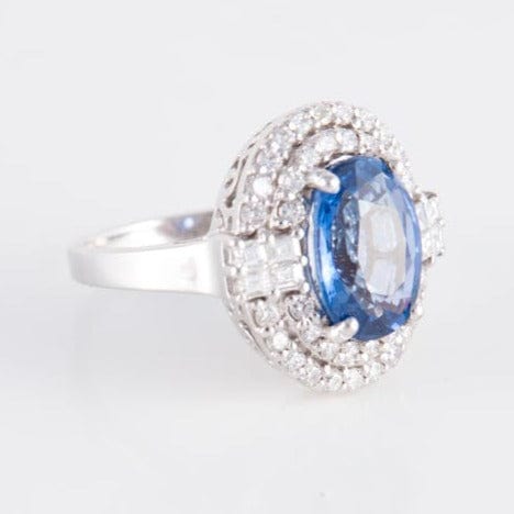 Bague Bague Style Marguerite Saphir Diamants 58 Facettes