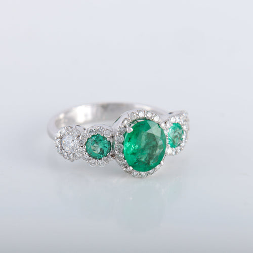Bague 54 Bague style Jarretière Emeraudes Diamants 58 Facettes