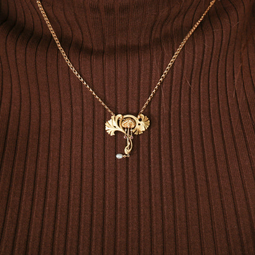 Collier Collier Pendentif motif feuillagé 58 Facettes