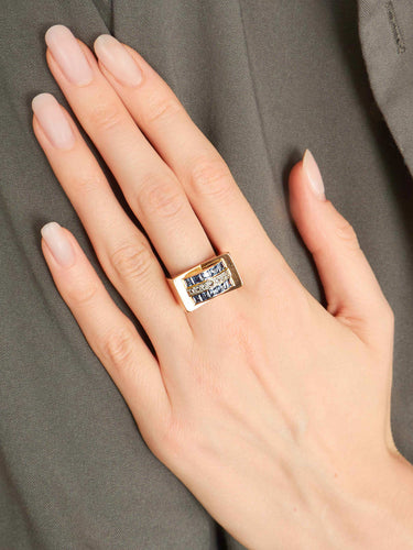 Bague Bague " Tank " Or Rose et Platine 58 Facettes