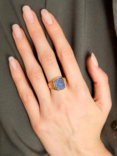 Bague Bague Chevalière Or Jaune Lapis-Lazuli 58 Facettes