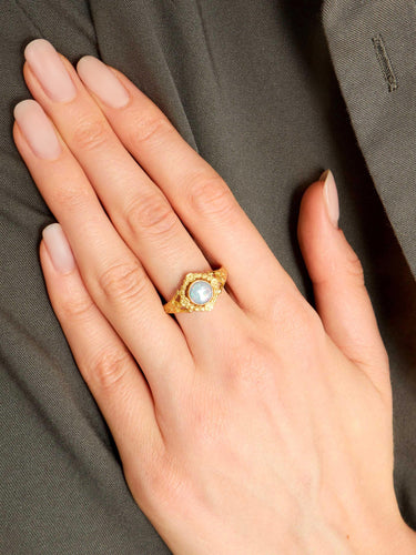 Bague 57 Bague Ancienne Or Jaune Opale 58 Facettes