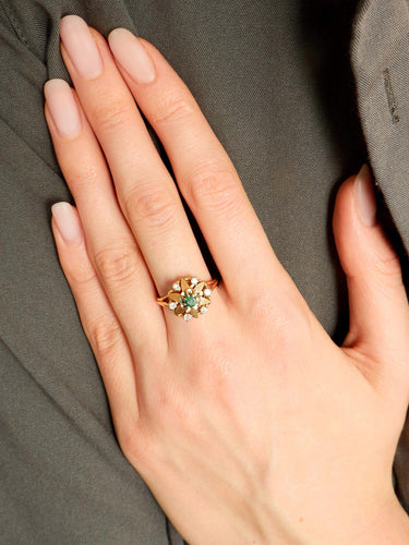 Bague 50 Bague Vintage 2 Ors Emeraude Diamants 58 Facettes