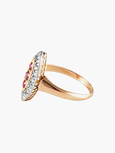 Bague Bague Marquise Or Jaune Rubis Diamants 58 Facettes