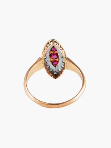 Bague Bague Marquise Or Jaune Rubis Diamants 58 Facettes