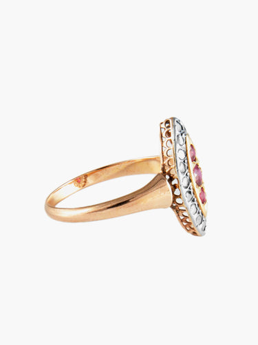 Bague Bague Marquise Or Jaune Rubis Diamants 58 Facettes
