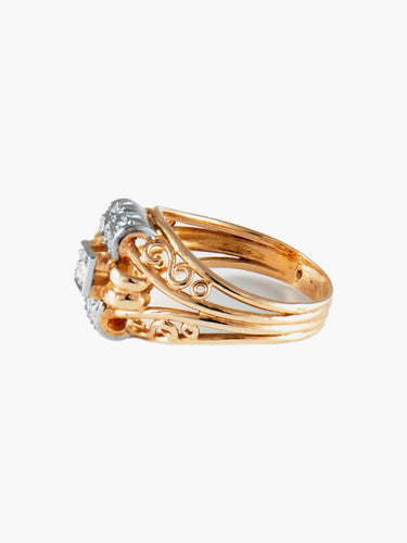 Bague 57.5 Bague " Dôme " Or Rose Platine Diamants 58 Facettes