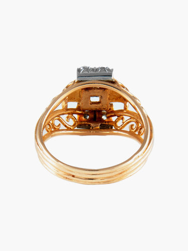Bague 57.5 Bague " Dôme " Or Rose Platine Diamants 58 Facettes