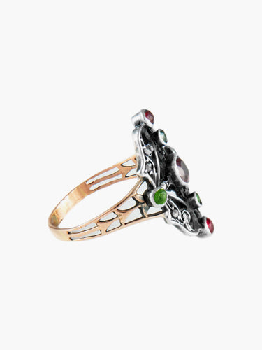 Bague Bague Ancienne Or et Argent 58 Facettes
