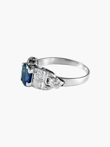 Bague 56 Bague Art Déco Saphir Diamants 58 Facettes