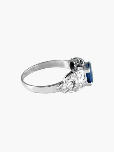 Bague 56 Bague Art Déco Saphir Diamants 58 Facettes