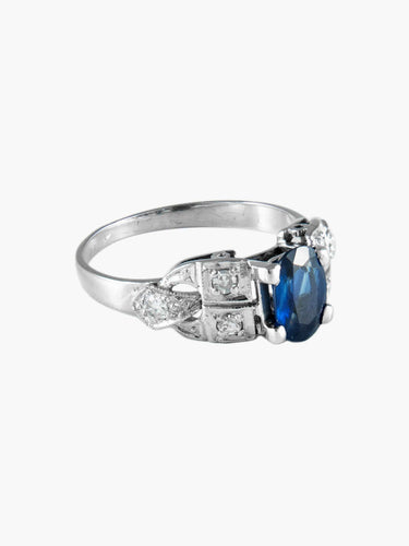Bague 56 Bague Art Déco Saphir Diamants 58 Facettes
