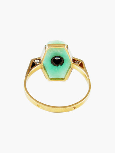Bague Bague Art Déco 2 Ors Jade Diamants 58 Facettes