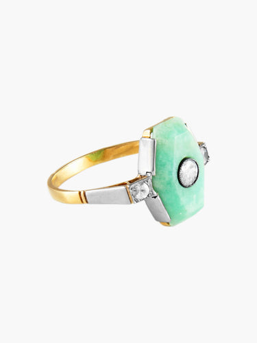 Bague Bague Art Déco 2 Ors Jade Diamants 58 Facettes