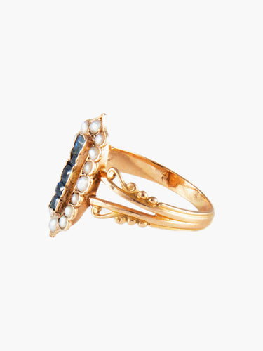 Bague Bague Ancienne Saphirs Perles 58 Facettes