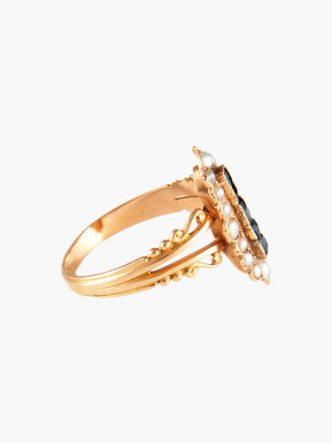 Bague Bague Ancienne Saphirs Perles 58 Facettes
