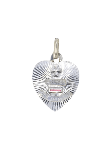 Pendentif Médaille amour Augis cœur Or blanc Rubis Plus qu’hier moins que demain 58 Facettes J238